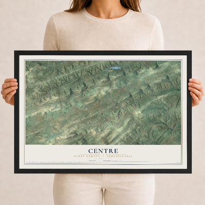 Map of Centre, Perry County, Pennsylvania, 12 x 18 inch print in a black wood frame