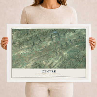 Map of Centre, Perry County, Pennsylvania, 12 x 18 inch print in a white wood frame