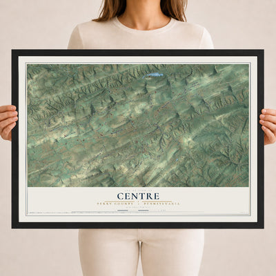 Map of Centre, Perry County, Pennsylvania, 18 x 24 inch print in a black wood frame