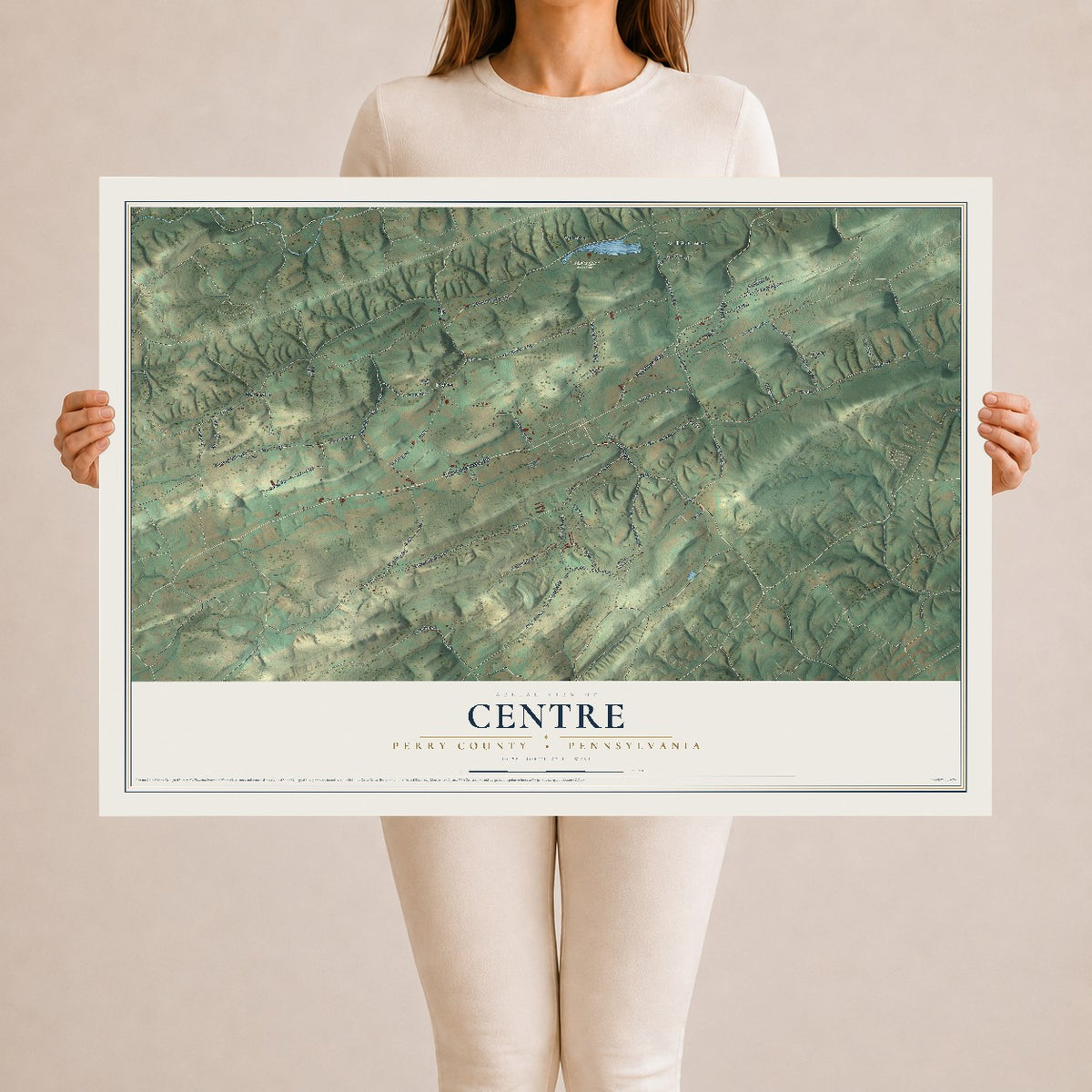 Map of Centre, Perry County, Pennsylvania, 24 x 36 inch unframed archival matte print