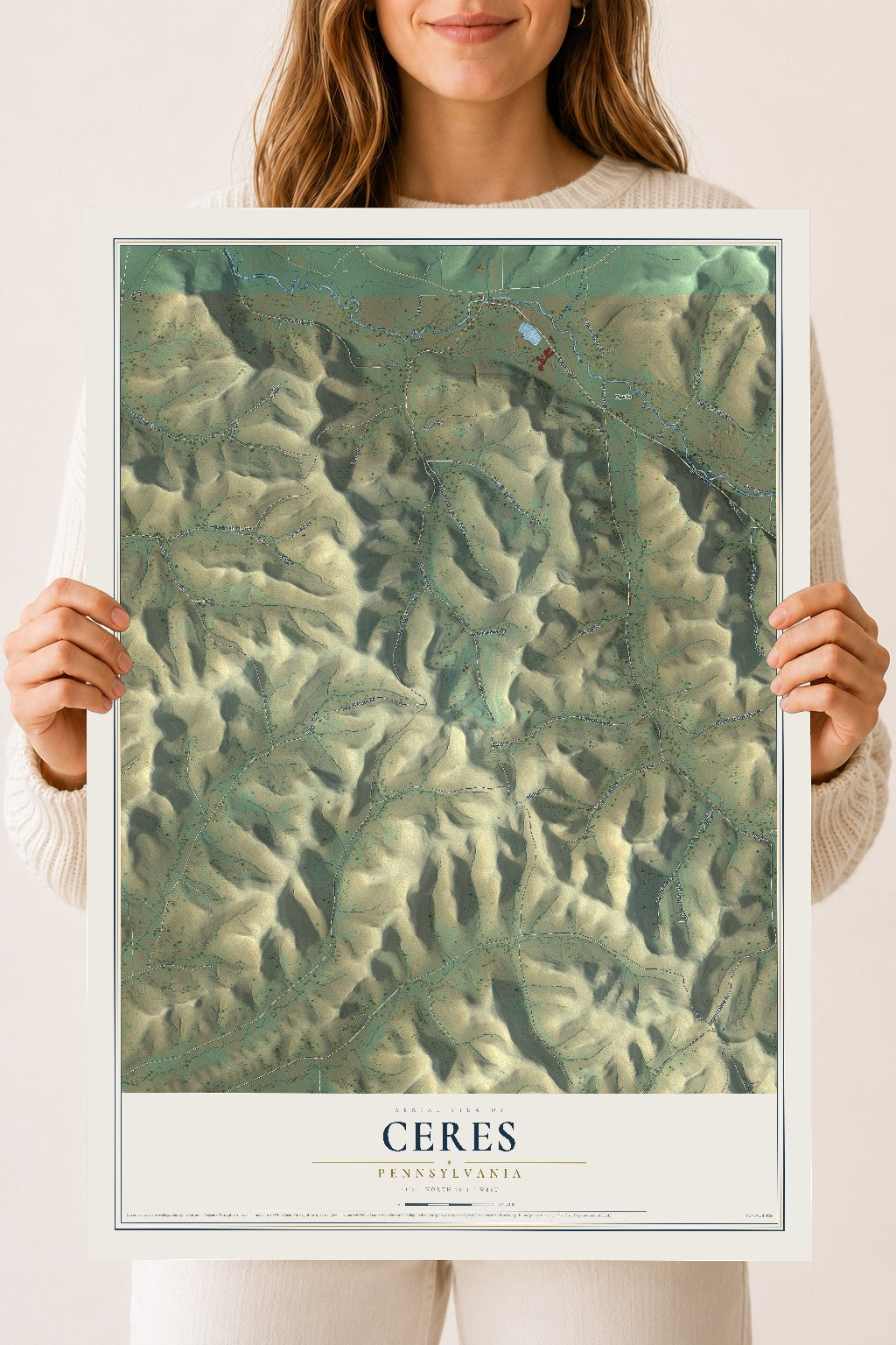 Map of Ceres, Pennsylvania, 18 x 24 inch unframed archival matte print