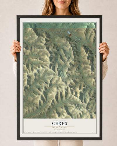Map of Ceres, Pennsylvania, 24 x 36 inch print in a black wood frame