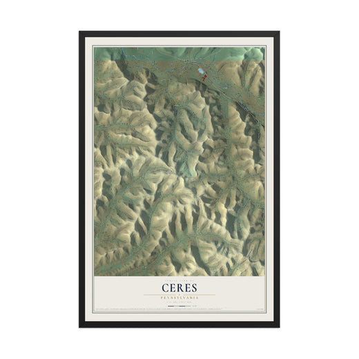 Map of Ceres, Pennsylvania, 12 x 18 inch print in a black wood frame