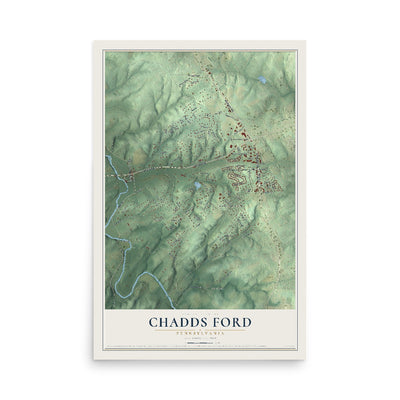 Map of Chadds Ford, Pennsylvania, 12 x 18 inch unframed archival matte print