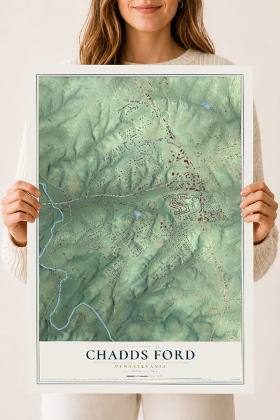 Map of Chadds Ford, Pennsylvania, 18 x 24 inch unframed archival matte print