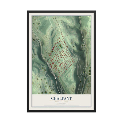 Map of Chalfant, Pennsylvania, 12 x 18 inch print in a black wood frame