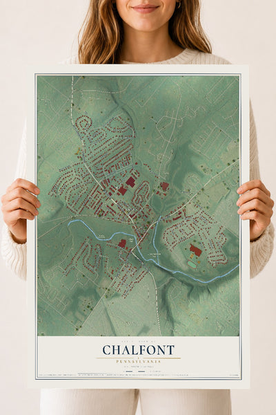 Map of Chalfont, Pennsylvania, 18 x 24 inch unframed archival matte print