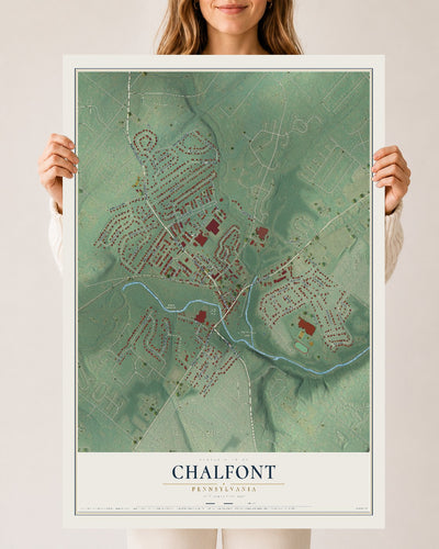 Map of Chalfont, Pennsylvania, 24 x 36 inch unframed archival matte print