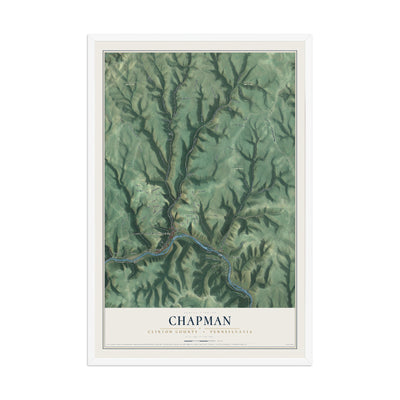 Map of Chapman, Clinton County, Pennsylvania, 12 x 18 inch print in a white wood frame