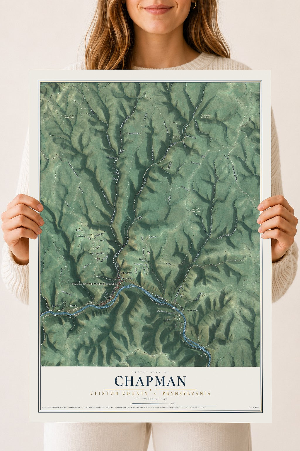 Map of Chapman, Clinton County, Pennsylvania, 18 x 24 inch unframed archival matte print