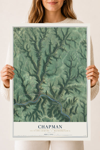 Map of Chapman, Clinton County, Pennsylvania, 18 x 24 inch unframed archival matte print