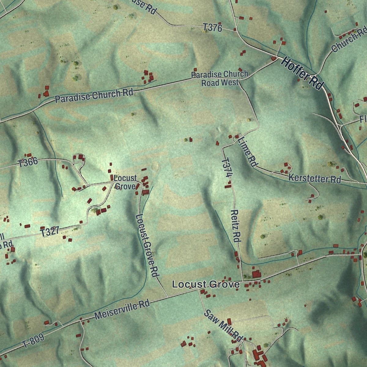 Second close-up of the map of Chapman, Snyder County, Pennsylvania print showing more streets and buildings