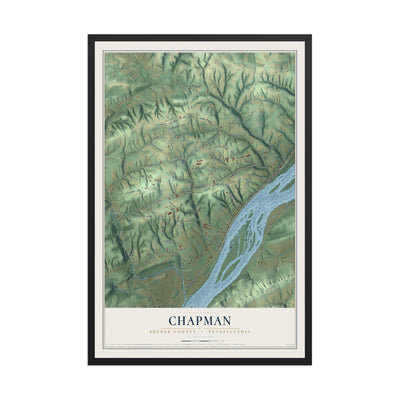 Map of Chapman, Snyder County, Pennsylvania, 12 x 18 inch print in a black wood frame