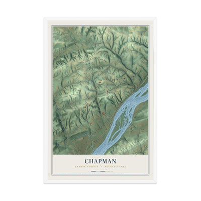 Map of Chapman, Snyder County, Pennsylvania, 12 x 18 inch print in a white wood frame