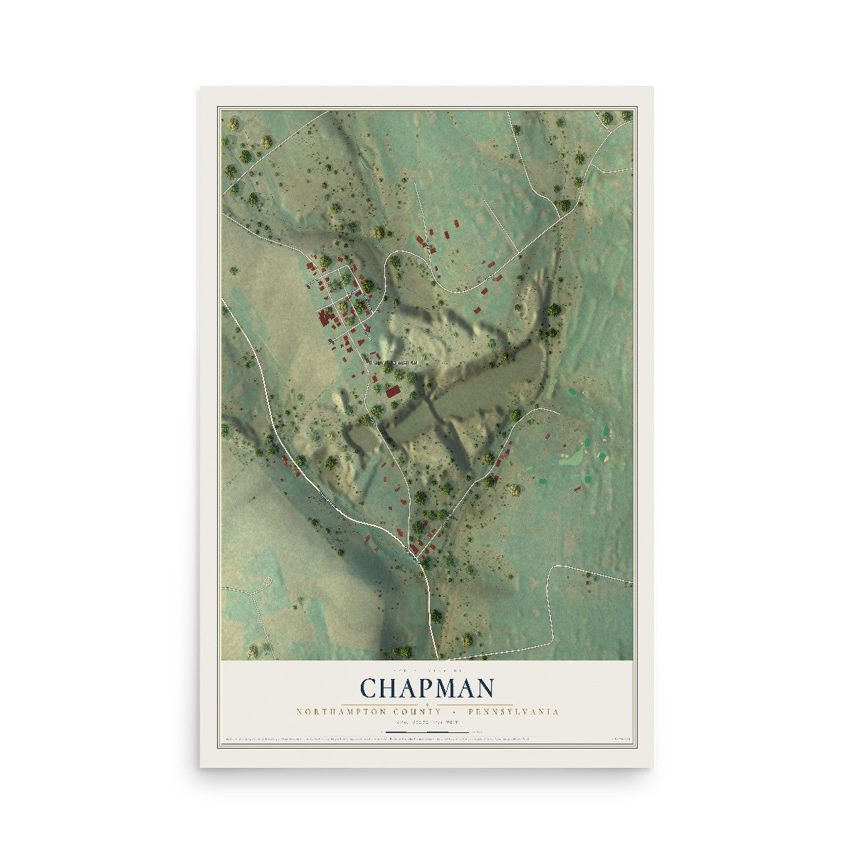 Map of Chapman, Northampton County, Pennsylvania, 12 x 18 inch unframed archival matte print