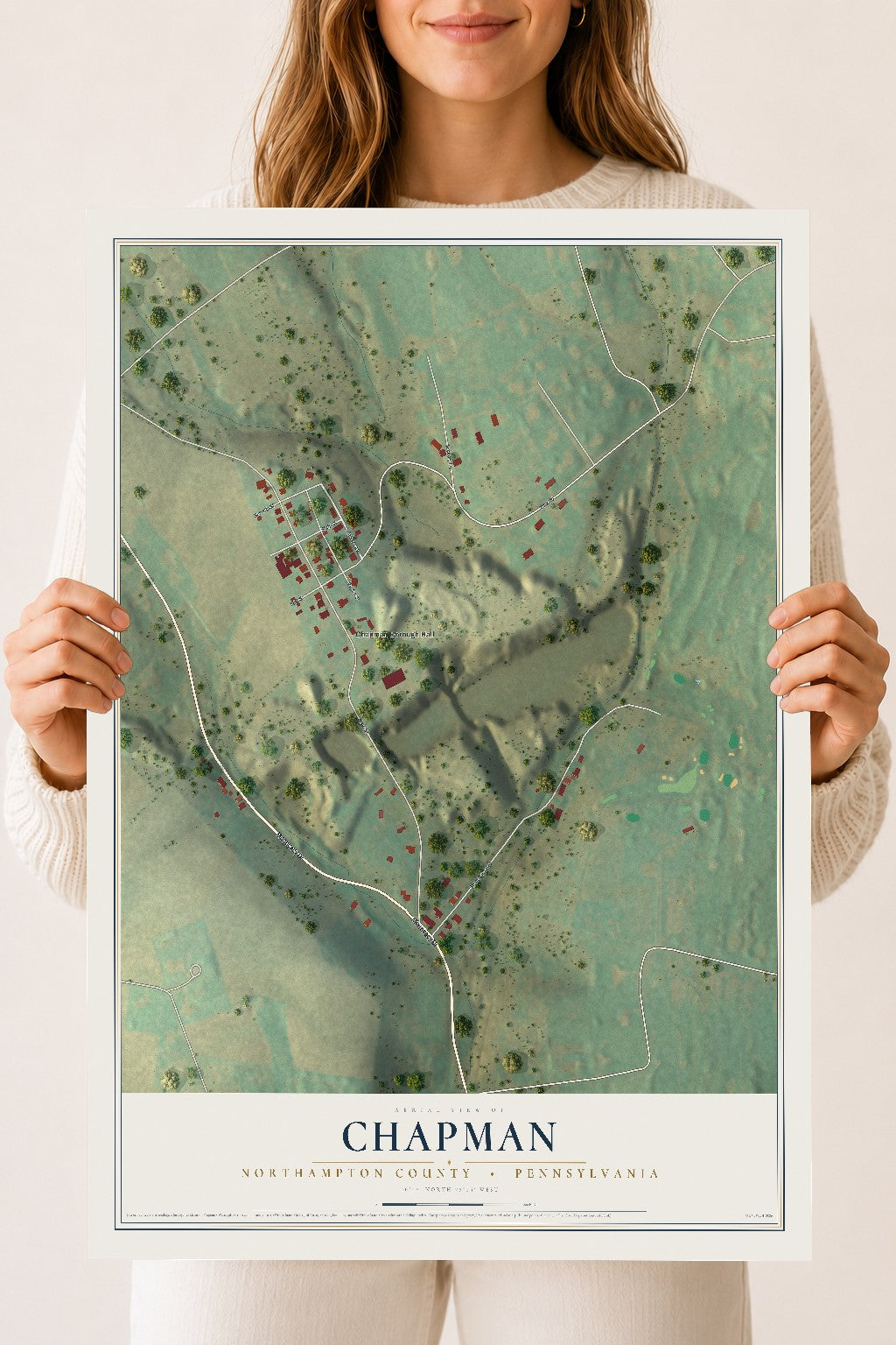 Map of Chapman, Northampton County, Pennsylvania, 18 x 24 inch unframed archival matte print