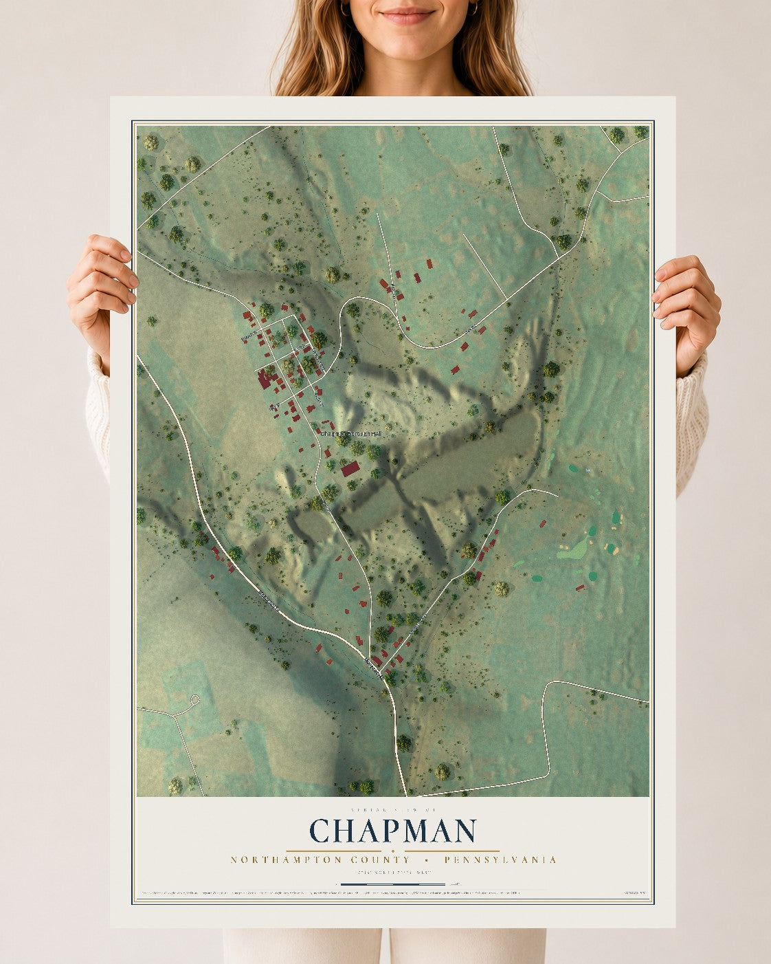 Map of Chapman, Northampton County, Pennsylvania, 24 x 36 inch unframed archival matte print