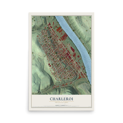 Map of Charleroi, Pennsylvania, 12 x 18 inch unframed archival matte print