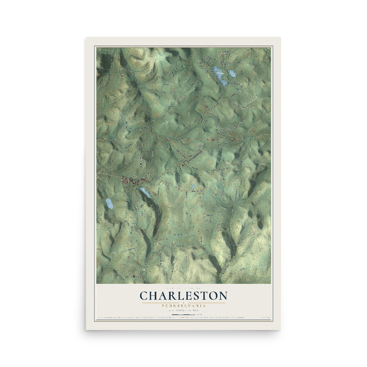 Map of Charleston, Pennsylvania, 12 x 18 inch unframed archival matte print