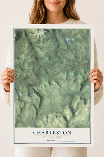 Map of Charleston, Pennsylvania, 18 x 24 inch unframed archival matte print