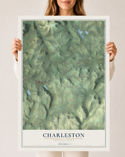 Map of Charleston, Pennsylvania, 24 x 36 inch unframed archival matte print