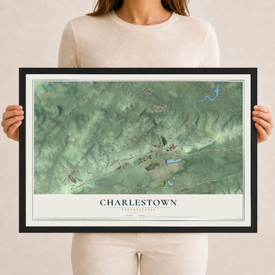 Map of Charlestown, Pennsylvania, 12 x 18 inch print in a black wood frame
