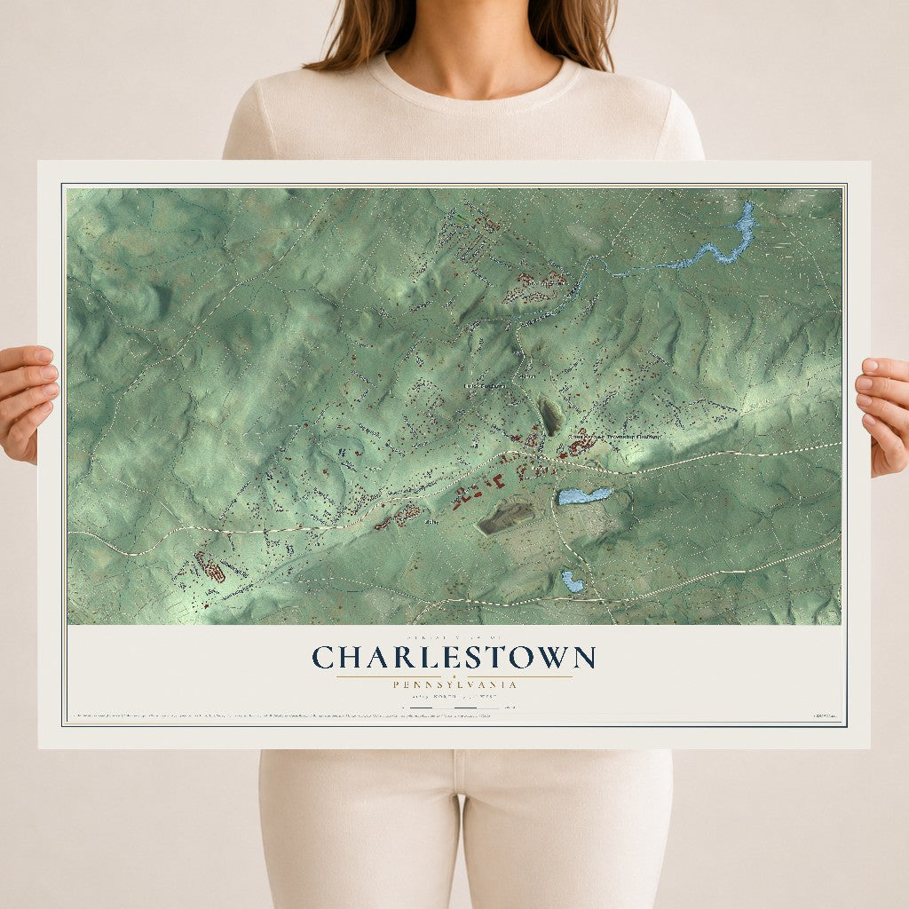 Map of Charlestown, Pennsylvania, 18 x 24 inch unframed archival matte print