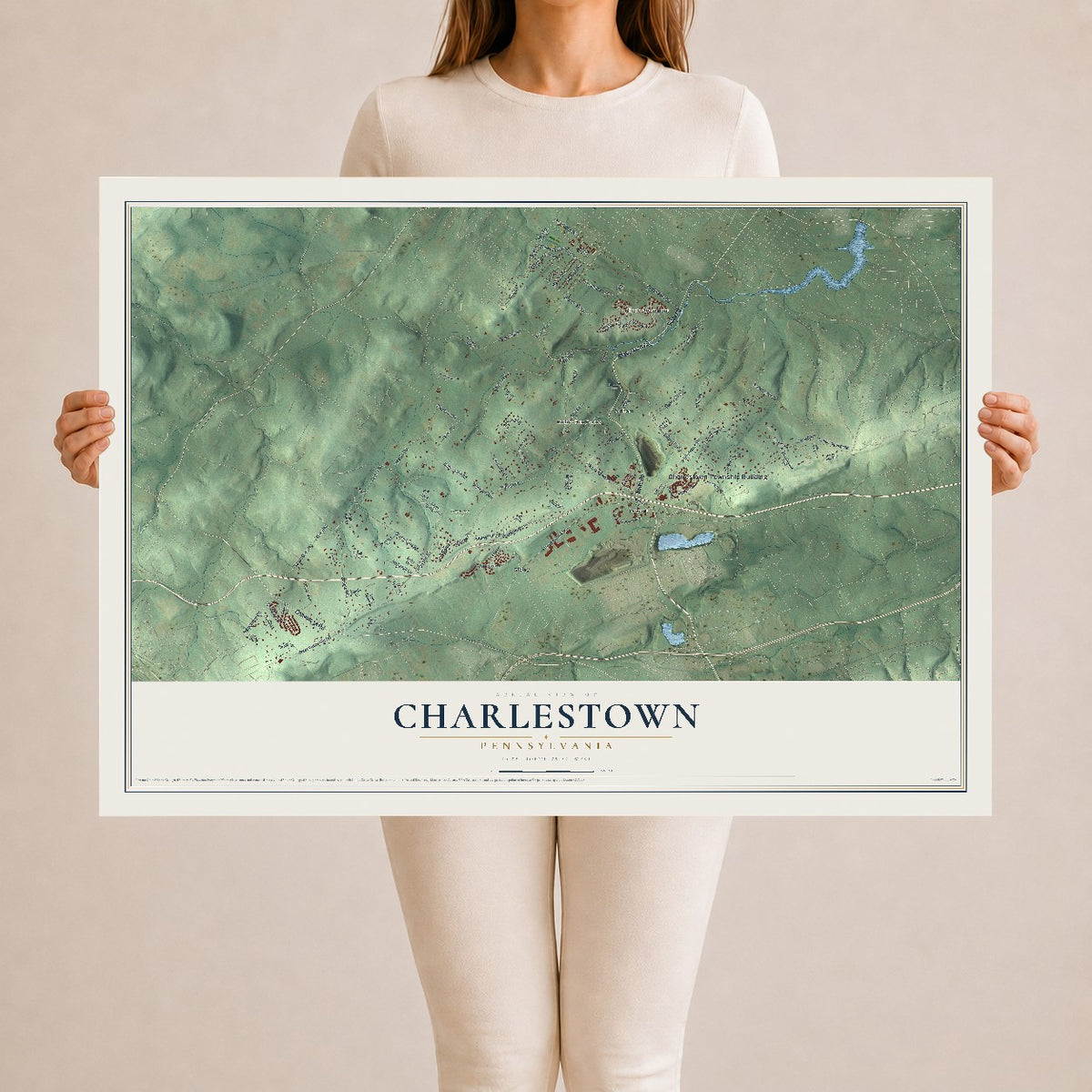 Map of Charlestown, Pennsylvania, 24 x 36 inch unframed archival matte print