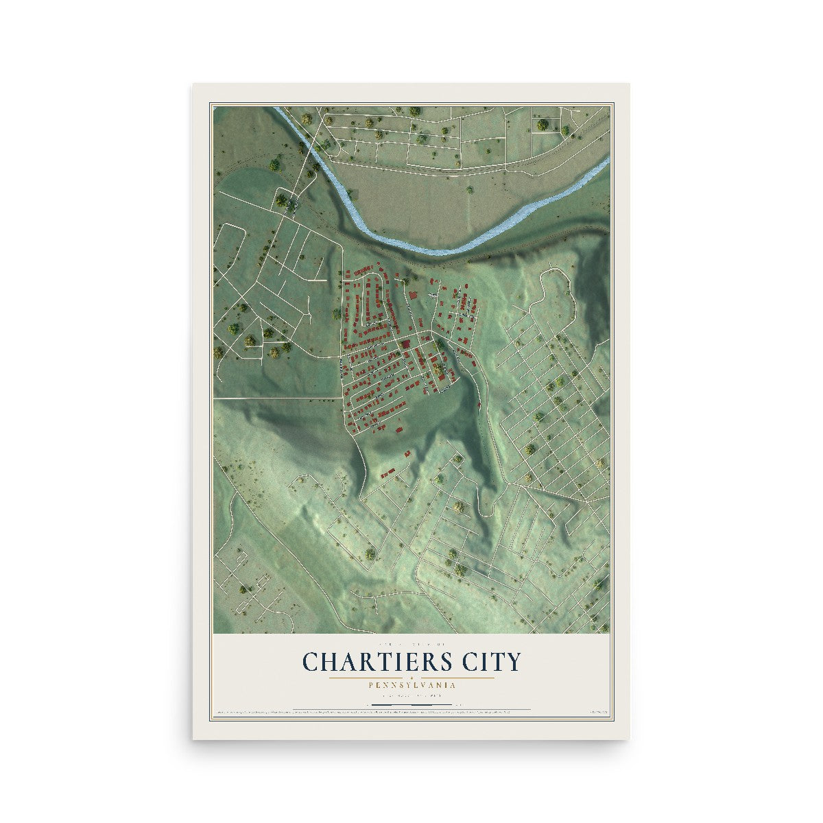 Map of Chartiers City, Pennsylvania, 12 x 18 inch unframed archival matte print