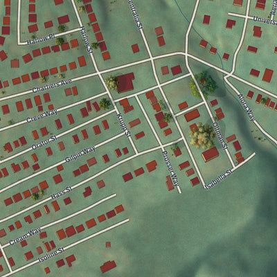 Second close-up of the map of Chartiers City, Pennsylvania print showing more streets and buildings