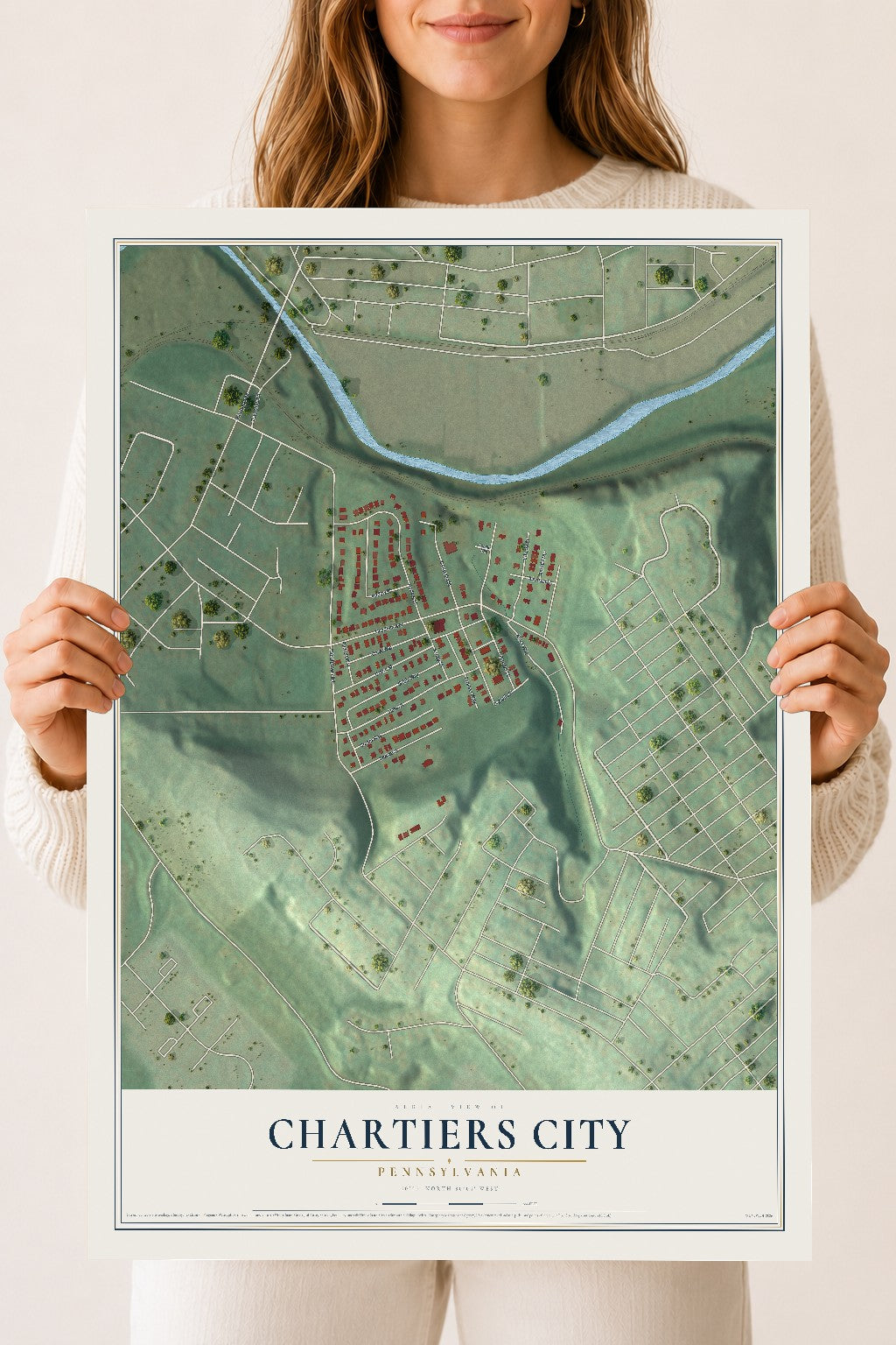 Map of Chartiers City, Pennsylvania, 18 x 24 inch unframed archival matte print