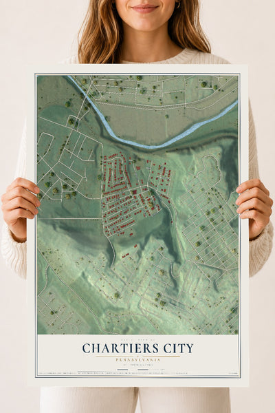 Map of Chartiers City, Pennsylvania, 18 x 24 inch unframed archival matte print