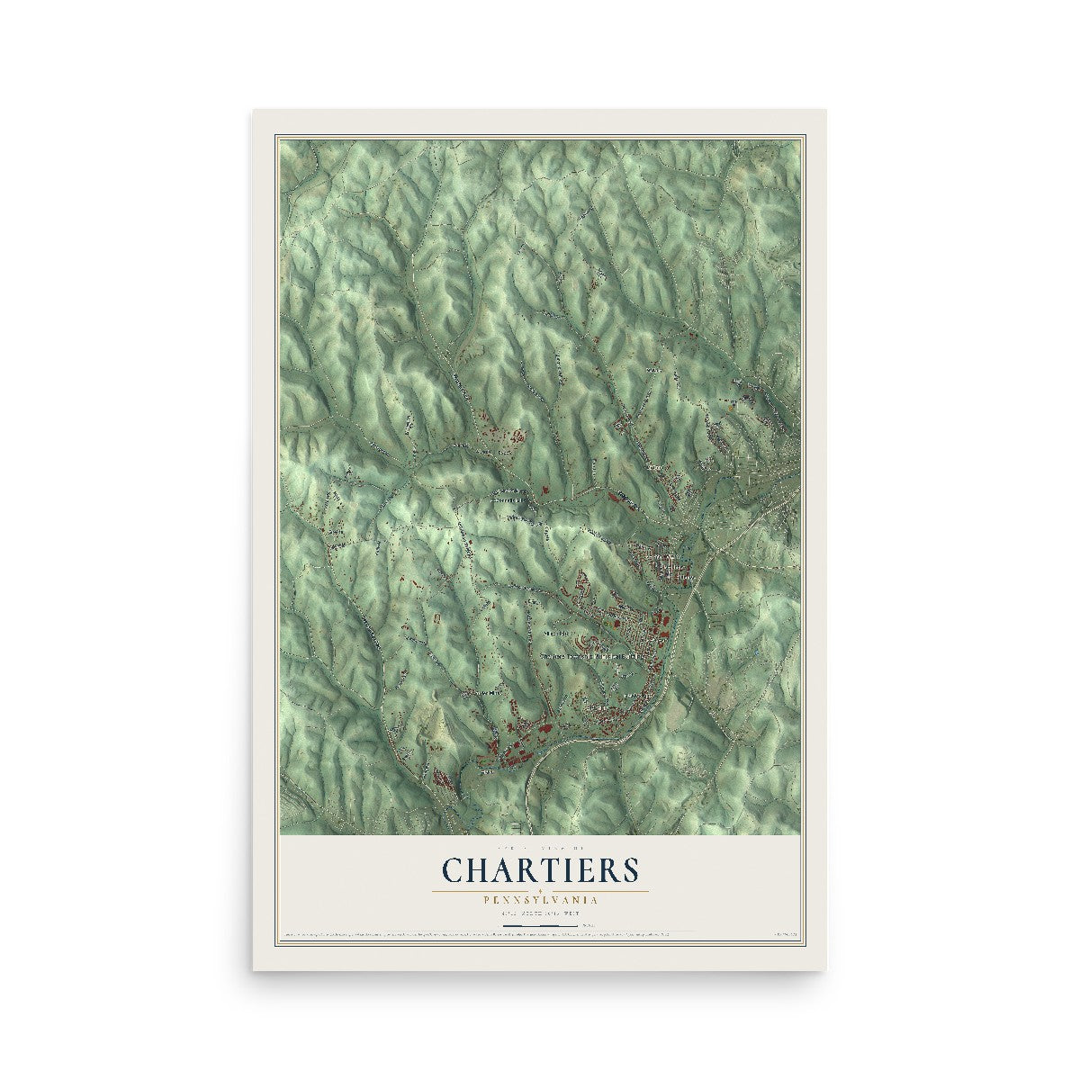 Map of Chartiers, Pennsylvania, 12 x 18 inch unframed archival matte print