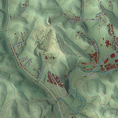 Second close-up of the map of Chartiers, Pennsylvania print showing more streets and buildings