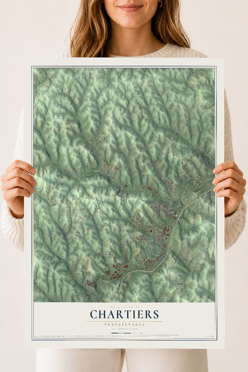 Map of Chartiers, Pennsylvania, 18 x 24 inch unframed archival matte print