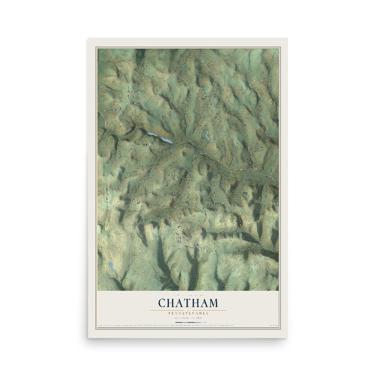 Map of Chatham, Pennsylvania, 12 x 18 inch unframed archival matte print