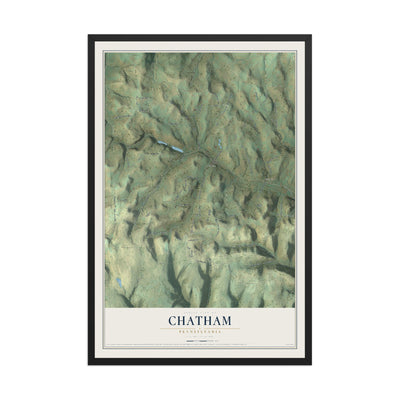 Map of Chatham, Pennsylvania, 12 x 18 inch print in a black wood frame