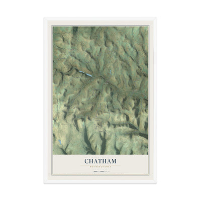 Map of Chatham, Pennsylvania, 12 x 18 inch print in a white wood frame