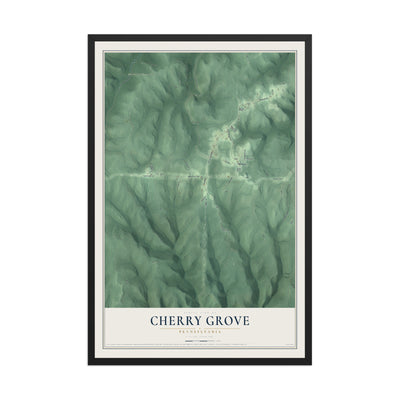 Map of Cherry Grove, Pennsylvania, 12 x 18 inch print in a black wood frame