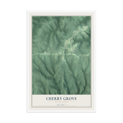 Map of Cherry Grove, Pennsylvania, 12 x 18 inch print in a white wood frame