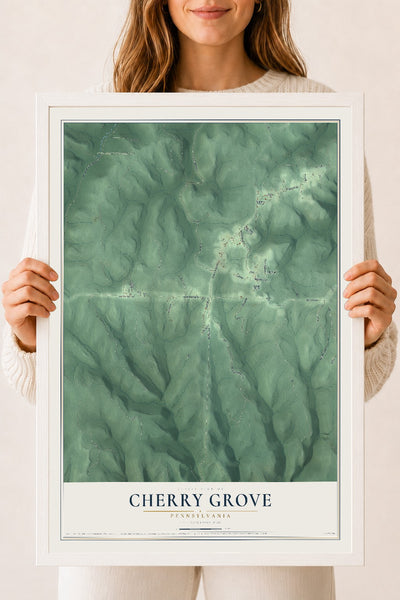 Map of Cherry Grove, Pennsylvania, 18 x 24 inch print in a white wood frame