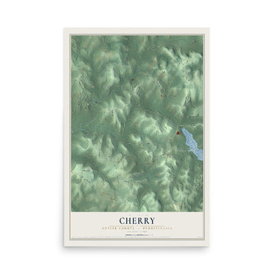 Map of Cherry, Butler County, Pennsylvania, 12 x 18 inch unframed archival matte print