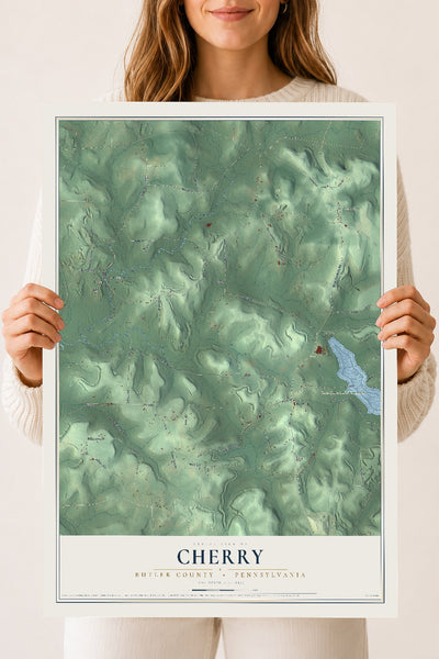Map of Cherry, Butler County, Pennsylvania, 18 x 24 inch unframed archival matte print