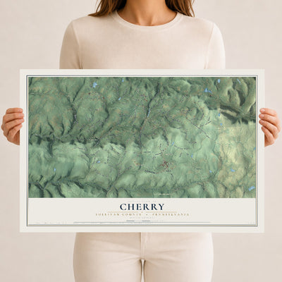Map of Cherry, Sullivan County, Pennsylvania, 12 x 18 inch unframed archival matte print