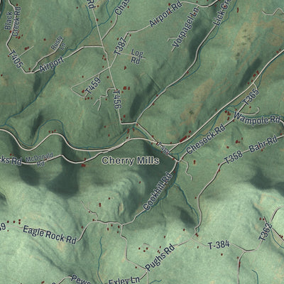 Second close-up of the map of Cherry, Sullivan County, Pennsylvania print showing more streets and buildings