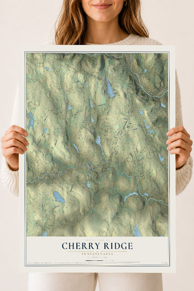 Map of Cherry Ridge, Pennsylvania, 18 x 24 inch unframed archival matte print