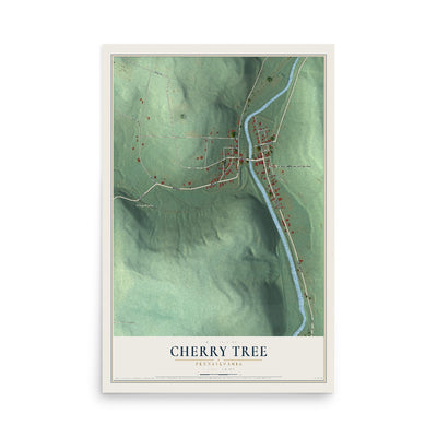 Map of Cherry Tree, Pennsylvania, 12 x 18 inch unframed archival matte print