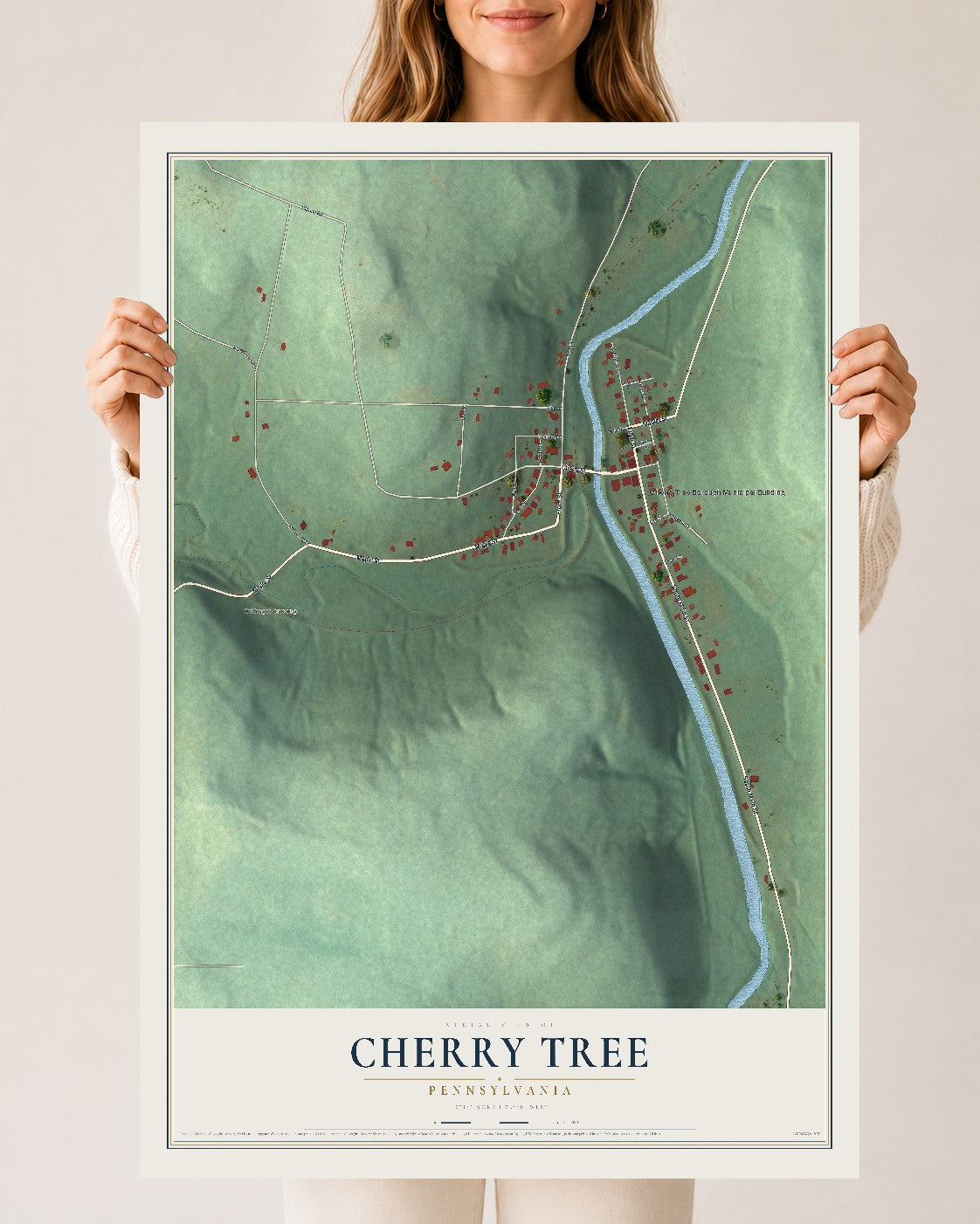 Map of Cherry Tree, Pennsylvania, 24 x 36 inch unframed archival matte print
