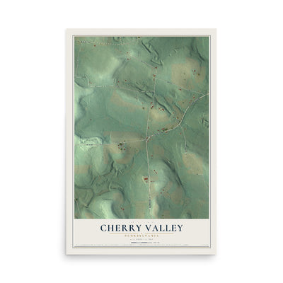 Map of Cherry Valley, Pennsylvania, 12 x 18 inch unframed archival matte print