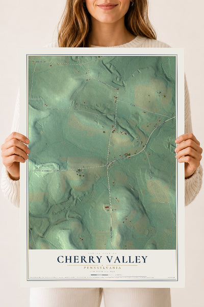 Map of Cherry Valley, Pennsylvania, 18 x 24 inch unframed archival matte print